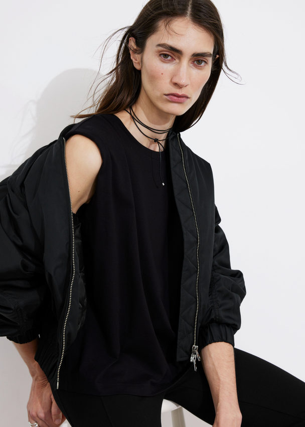 & Other Stories Padded-shoulder Tank Top Black