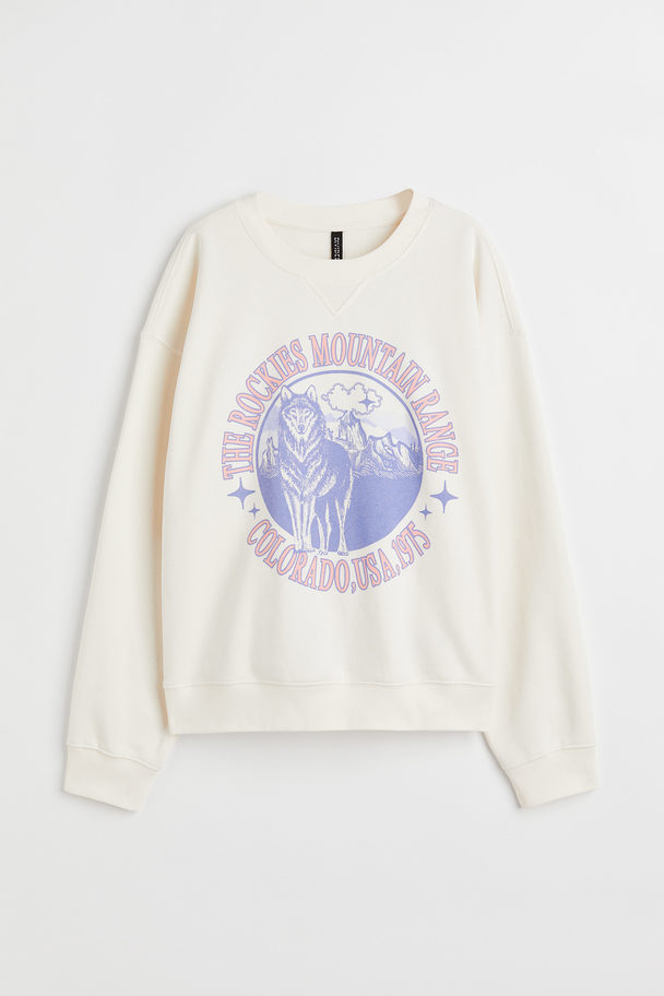 H&M Sweatshirt Cremefarben/Wolf