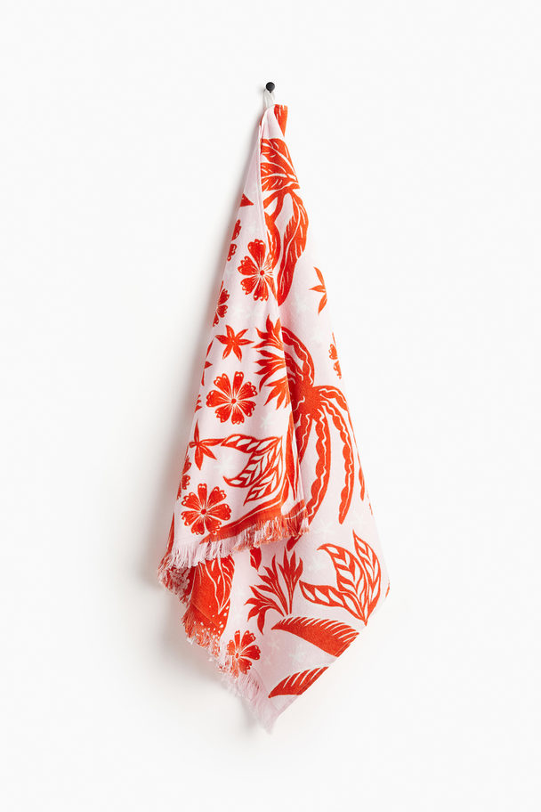 H&M HOME Gemustertes Strandhandtuch Orange/Weiß