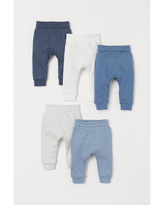 H&M 5-pack Cotton Trousers Blue/grey/white