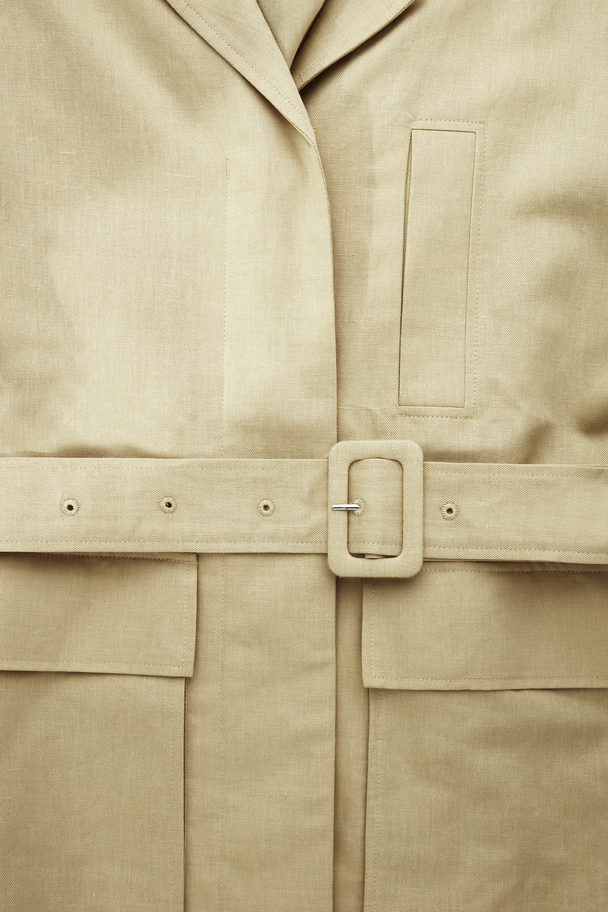 COS Belted Linen Utility Jacket Beige