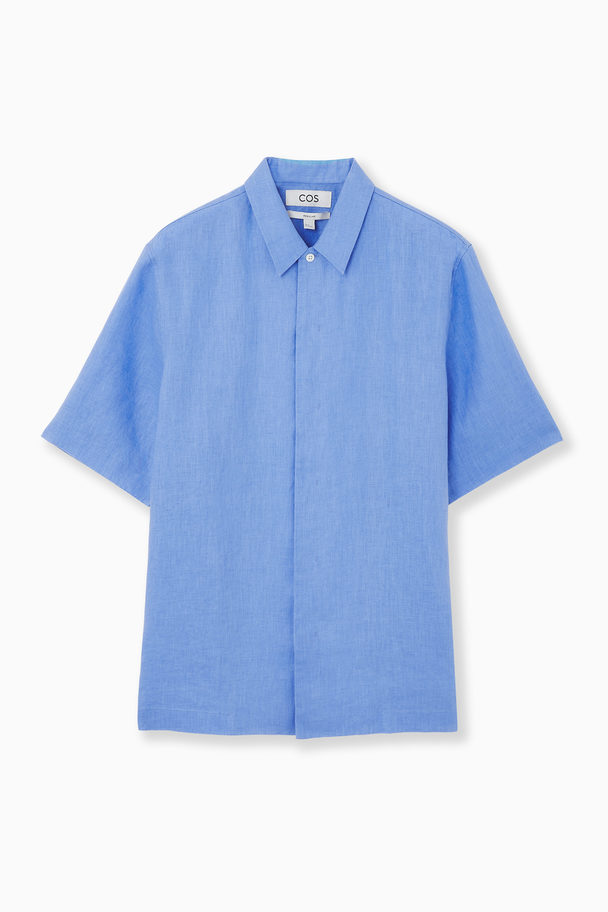 COS Short-sleeved Linen Shirt Blue