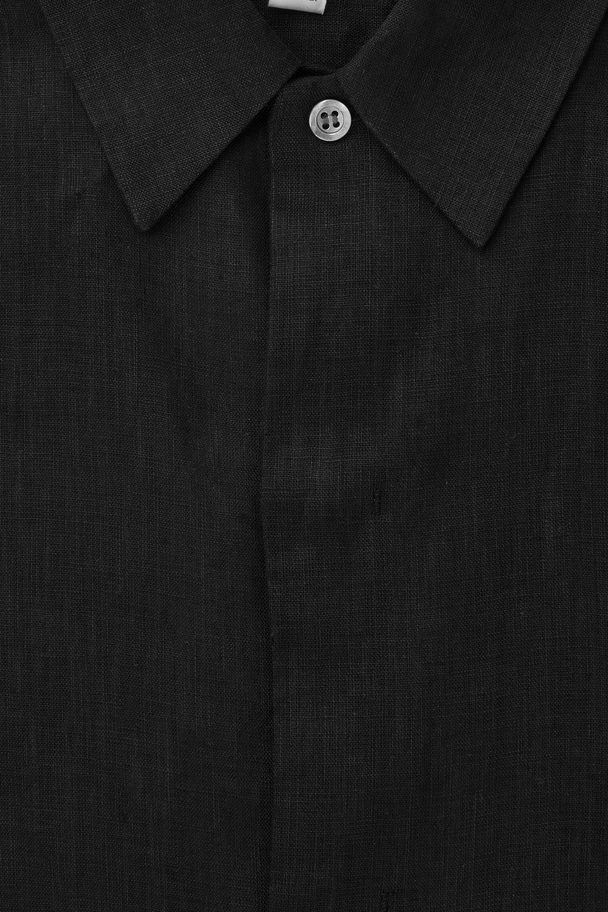 COS Short-sleeved Linen Shirt  Black