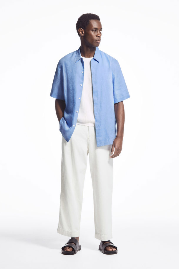 COS Short-sleeved Linen Shirt Blue