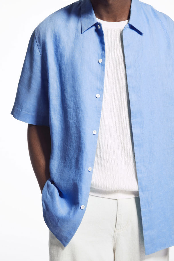 COS Short-sleeved Linen Shirt Blue