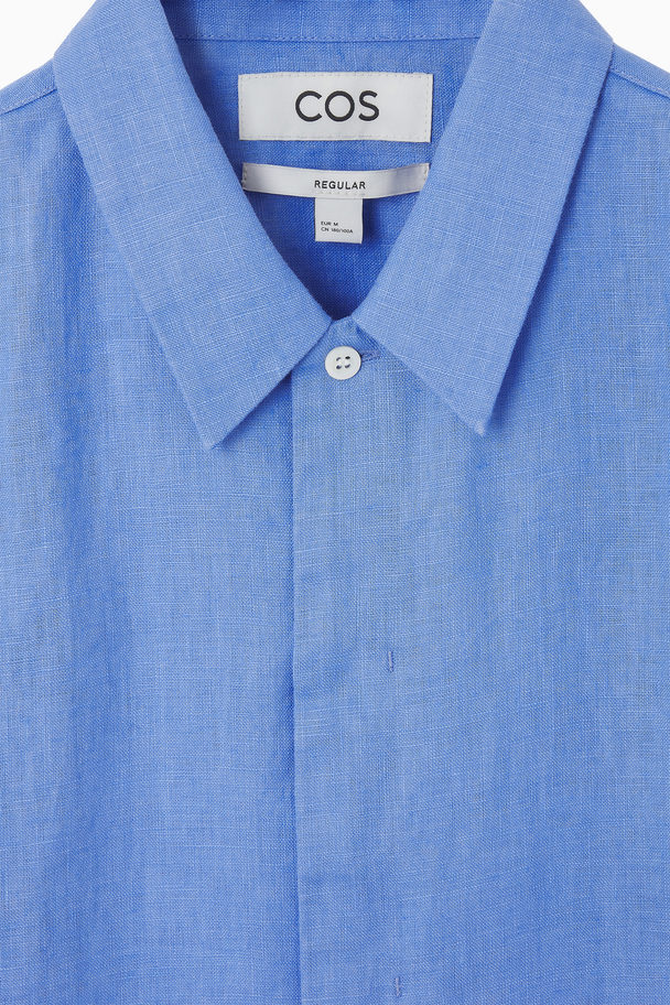 COS Short-sleeved Linen Shirt Blue