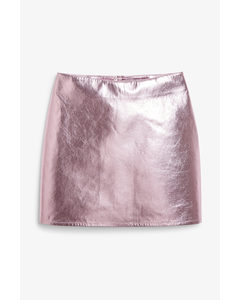 Metallic Mini Skirt Metallic Pink