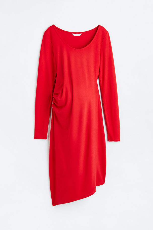 H&M Asymmetric Jersey Dress Red