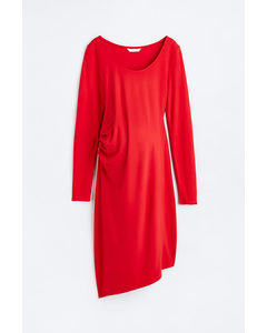 Asymmetric Jersey Dress Red