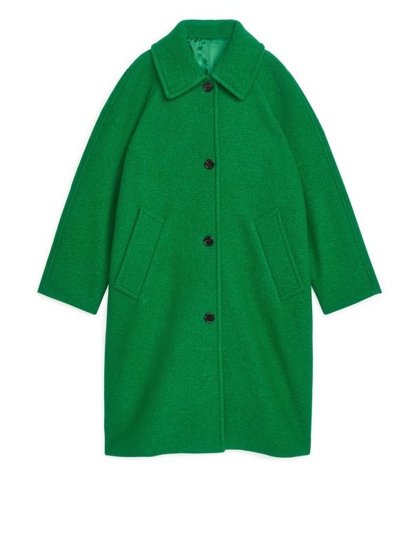 ARKET Bouclé Wool Coat Green
