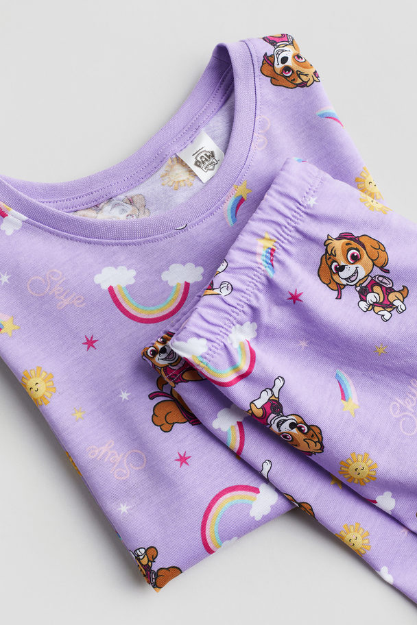 H&M Tricot Pyjama Met Print Lichtpaars/paw Patrol