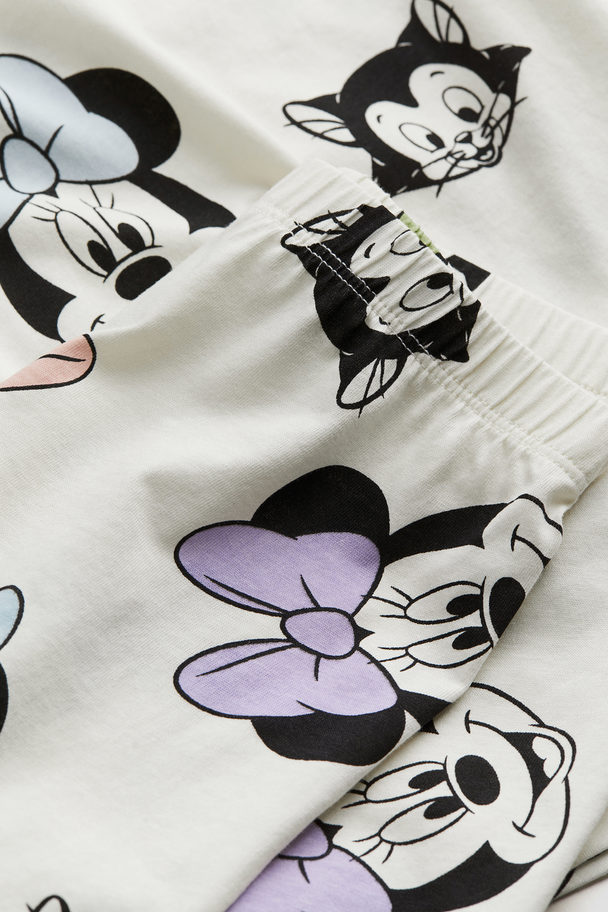 H&M Tricot Pyjama Met Print Wit/minnie Mouse