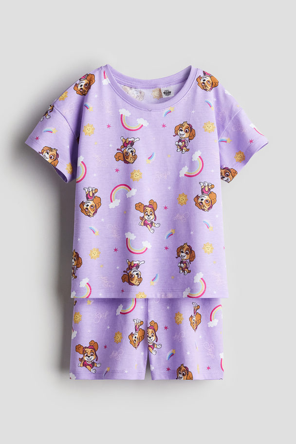 H&M Printed Jersey Pyjamas Light Purple/paw Patrol