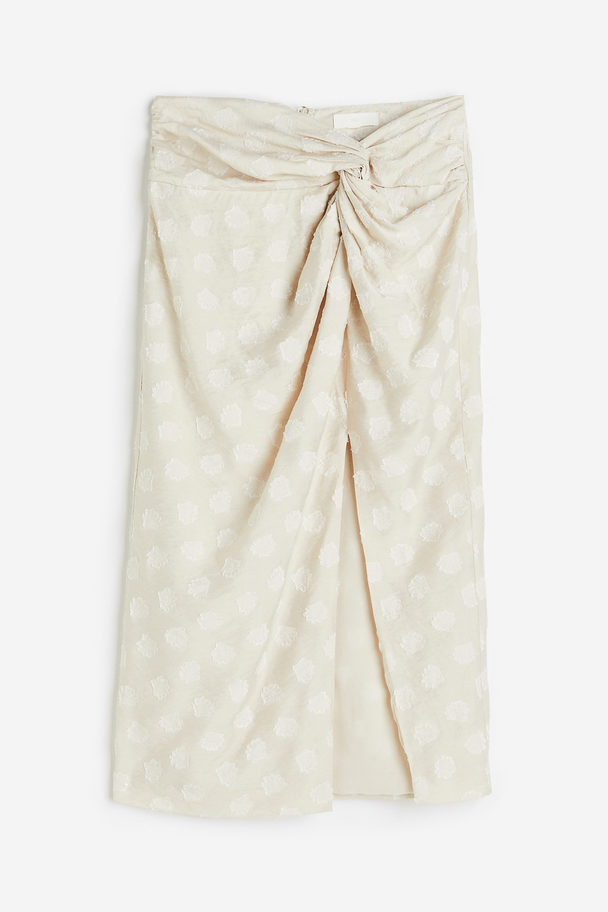 H&M Knot-detail Skirt Cream
