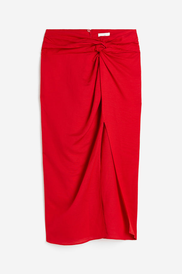 H&M Knot-detail Skirt Red