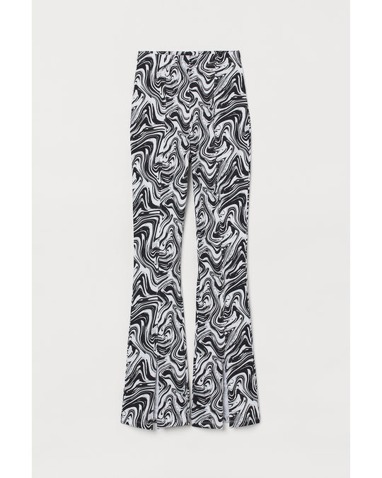 H&M Slit-detail Leggings Black/white Patterned