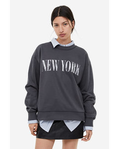 Sweatshirt mit Print Dunkelgrau/New York
