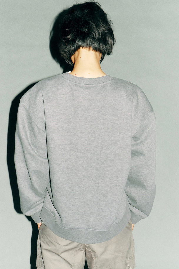 H&M Sweatshirt Med Trykk Gråmelert/simplicité
