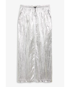 Silver Crinkled Parachute Maxi Skirt Silver Coloured