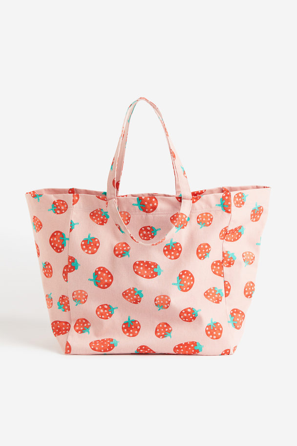 H&M HOME Gemusterte Strandtasche Hellrosa/Erdbeeren