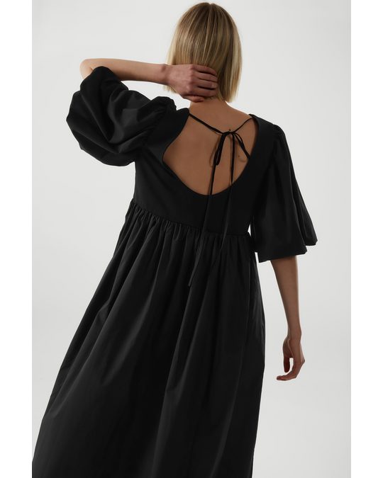 COS Puff-sleeve Midi Dress Black