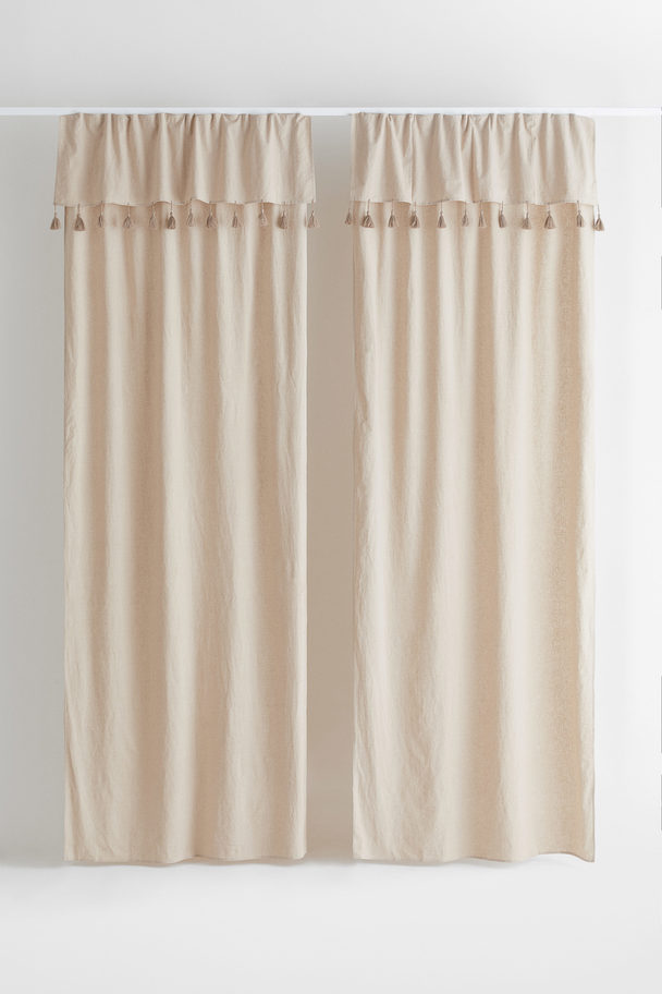 H&M HOME 2-pack Tasselled Curtain Lengths Light Beige
