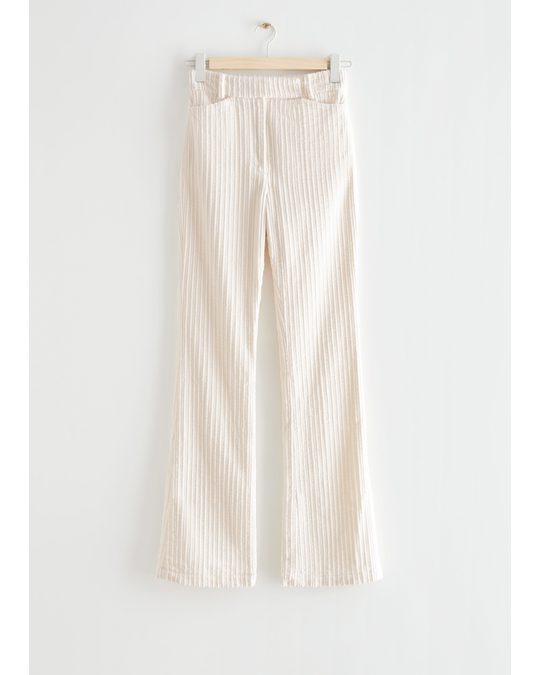 & Other Stories High Waist Corduroy Trousers White