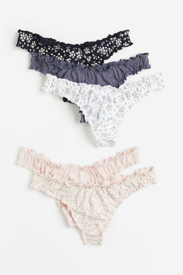 H&M 5-pack Trosa Thong Puderrosa/blommig