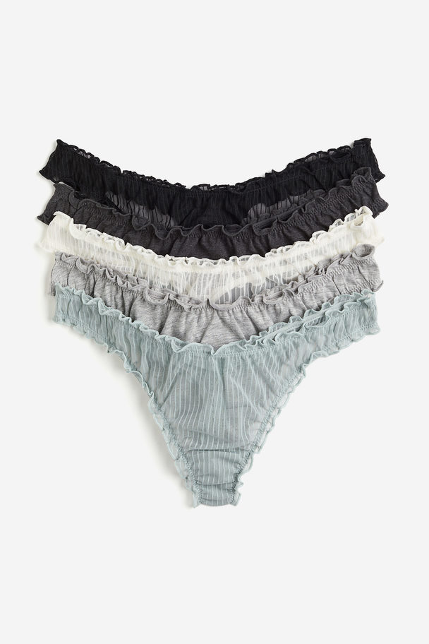 H&M 5-pack Thong Briefs Dusty Turquoise/black