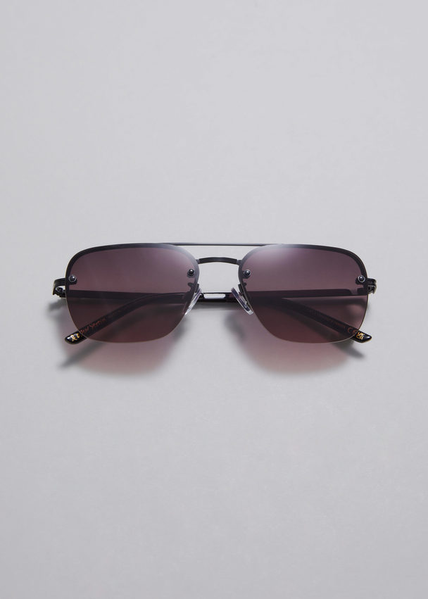 & Other Stories Rimless Aviator-style Sunglasses Black
