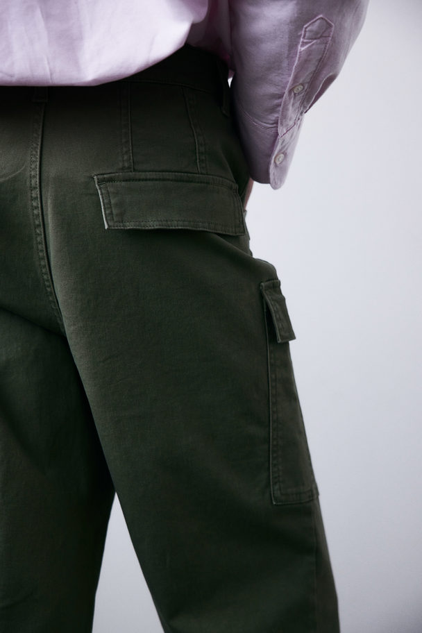 H&M Twill Cargo Trousers Khaki Green