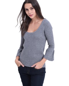 Round Low-necked Sweater With Babydoll Sleeves