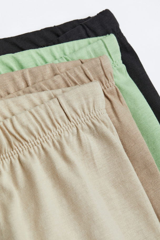 H&M 4-pack Cotton Jersey Joggers Light Beige/light Green