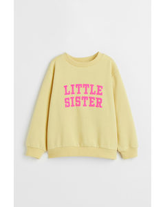 Oversized Broertjes/zusjes-sweater Lichtgeel/little Sister