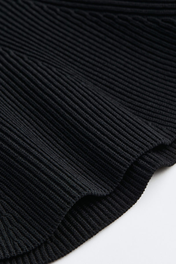 H&M Rib-knit Peplum Top Black