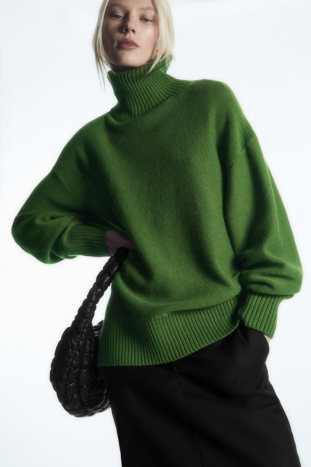 COS Oversized Wool Roll-neck Jumper Green