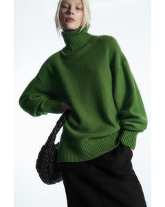 Oversized Wool Roll-neck Jumper Green