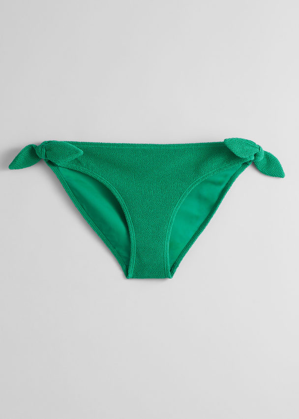 & Other Stories Bikinihose aus Crêpe mit Zierknoten Grün