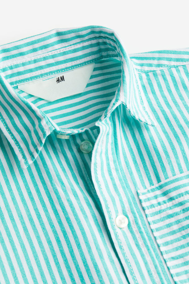 H&M Oxford Shirt Bright Green/striped
