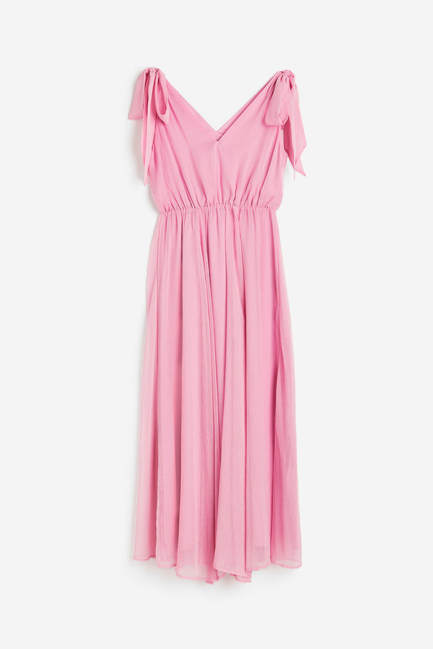 H&M Maxi-jurk Met Strikdetail Roze