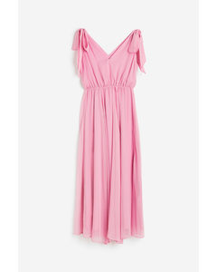 Maxi-jurk Met Strikdetail Roze