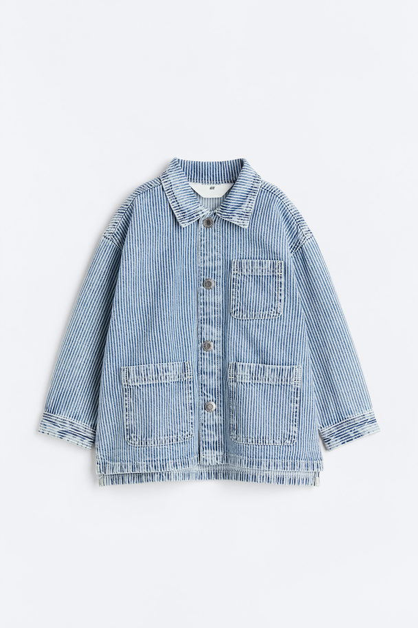 H&M Oversized Twill-Overshirt Blau/Gestreift