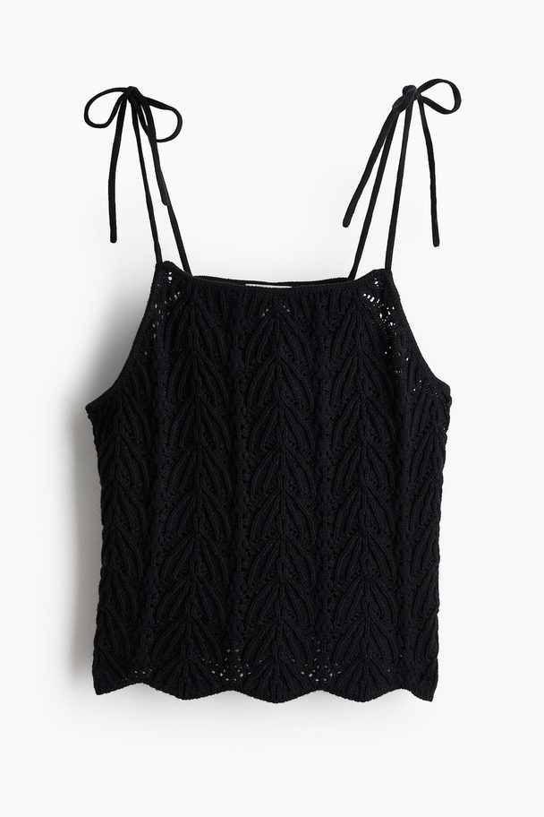 H&M Top aus Pointellestrick Schwarz