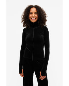 Velvet Zip-up Jacket Black