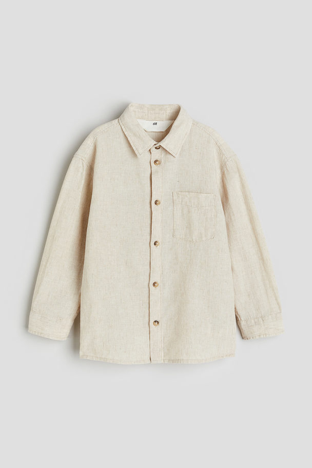 H&M Hemd aus Leinenmix Hellbeige