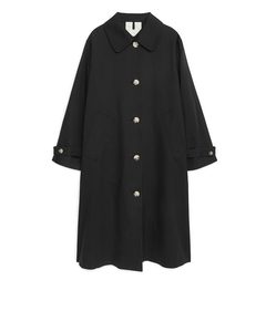 Oversized Linen Blend Coat Black