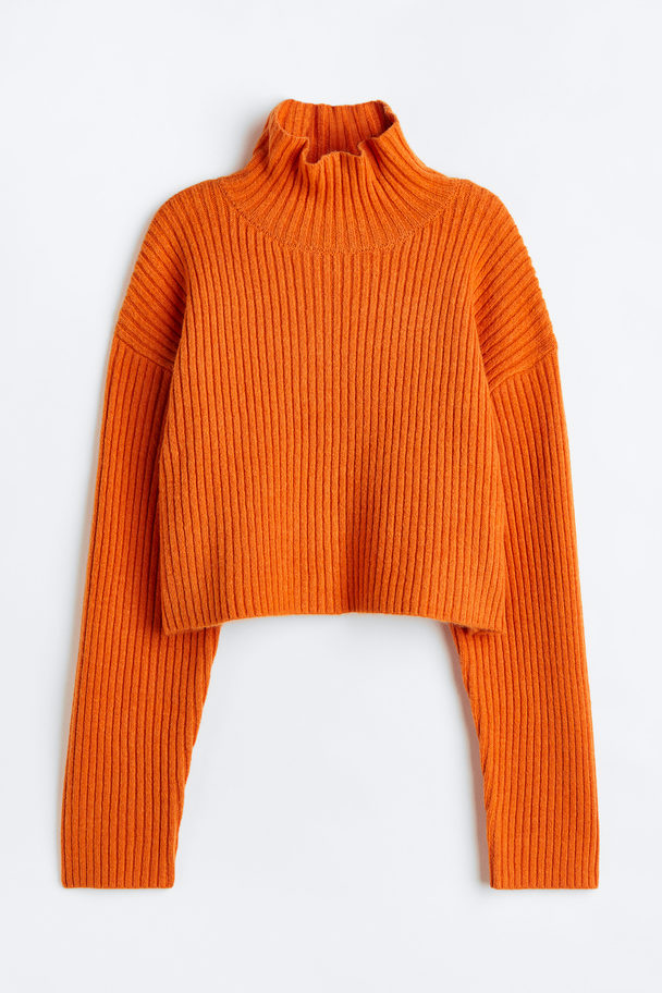 H&M Rib-knit Turtleneck Jumper Orange
