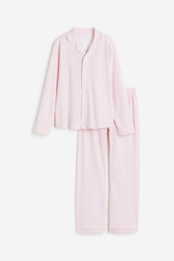 H&M Tricot Pyjama Lichtroze/gestreept