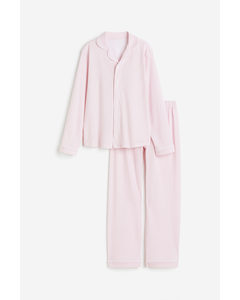 Tricot Pyjama Lichtroze/gestreept