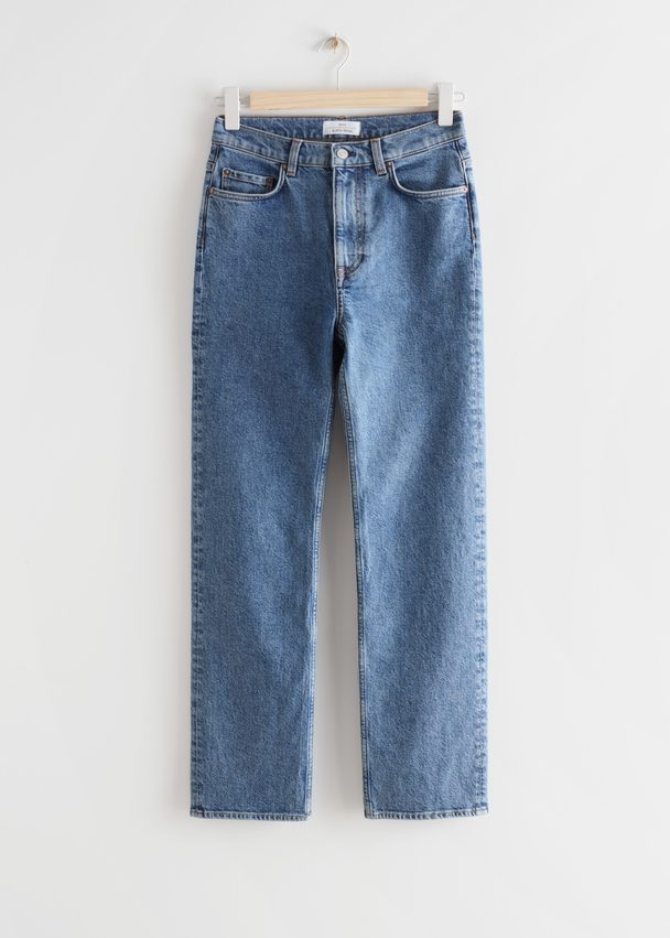 & Other Stories Slim Cut Cropped Jeans Mittelblau